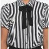 Cheap 👏 Black & White Pinstripe Bow 👧 Girls Woven Button-Up 🌟 -HT Style Outlet Store 18526532 hi