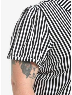 Flash Sale 🥰 Black & White Pinstripe Bow 👧 Girls Woven Button-Up Plus Size 🔥 -HT Style Outlet Store 18526540 av4