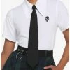 Top 10 💯 Black Skull 👧 Girls Woven Button-Up Top With Clip-On Tie 🔥