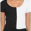 Cheap 👍 Black & White Split 👧 Girls Crop T-Shirt 👏 -HT Style Outlet Store 18526673 hi