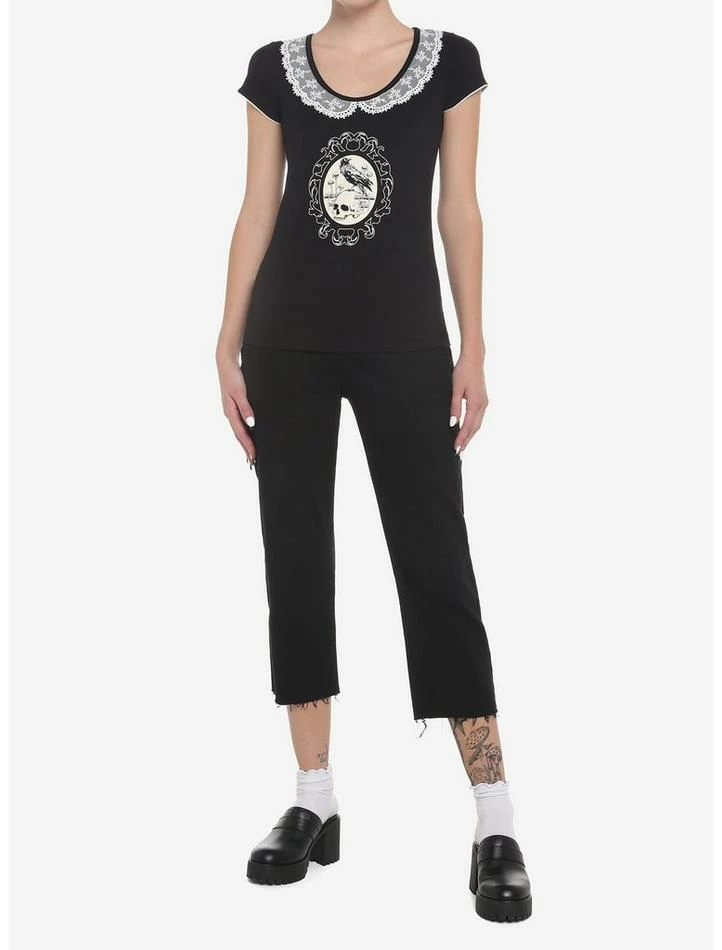 Outlet 🛒 Raven Skull Lace Collar 👧 Girls Top 🎉 4 Outlet 🛒 Raven Skull Lace Collar 👧 Girls Top 🎉 - Image 2