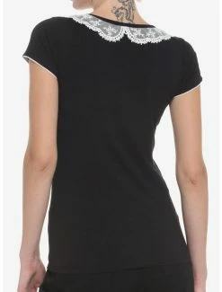 Outlet 🛒 Raven Skull Lace Collar 👧 Girls Top 🎉 7 Outlet 🛒 Raven Skull Lace Collar 👧 Girls Top 🎉 -HT Style Outlet Store 18529256 av2