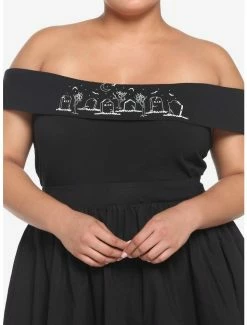 Cheapest 🌟 Graveyard Bats Off-The-Shoulder 👧 Girls Top Plus Size ✨