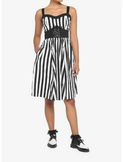 Budget ⭐ Black & White Stripe Corset 👗 Dress ✨ -HT Style Outlet Store 18530483 av1