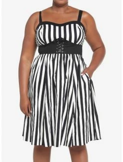 Discount ✨ Black & White Stripe Corset 👗 Dress Plus Size 💯