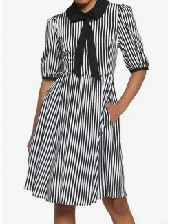 Best Sale ๐ Black & White Stripe Bow Retro ๐ Dress ๐
