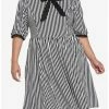 Flash Sale 🔥 Black & White Stripe Bow Retro 👗 Dress Plus Size 😀 -HT Style Outlet Store 18531889 hi
