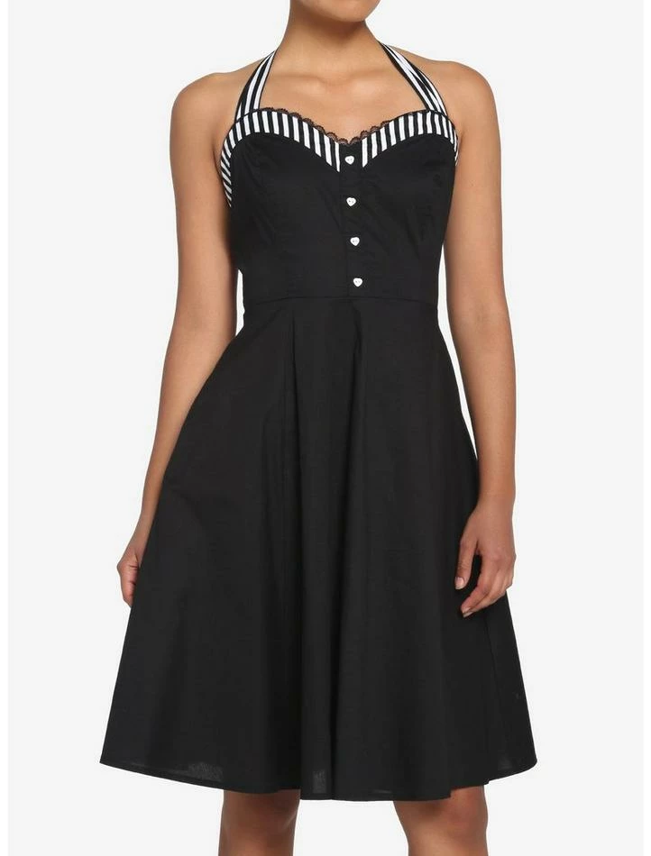 Outlet ❤️ Black & White Stripe Retro Halter 👗 Dress 🛒 3 Outlet ❤️ Black & White Stripe Retro Halter 👗 Dress 🛒