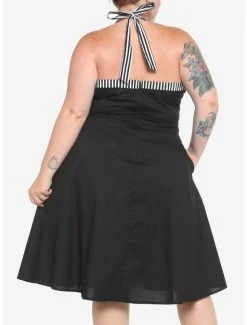 Cheap 🧨 Black & White Stripe Retro Halter 👗 Dress Plus Size 😉 -HT Style Outlet Store 18531904 av2
