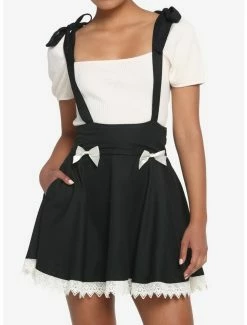 Best Sale 🥰 Black & White Ribbon Lace Suspender 👗 Skirt ✨