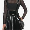 Flash Sale 😉 Black Patent Faux Leather Suspender 👗 Skirt 🧨 -HT Style Outlet Store 18531949 hi
