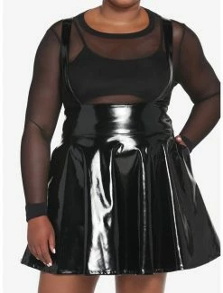 Best reviews of โ๏ธ Black Patent Faux Leather Suspender ๐ Skirt Plus Size ๐ฅฐ