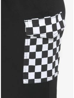 New ✔️ Black & White Checkered Split Cargo Jogger Pants Plus Size 😍 -HT Style Outlet Store 18532078 av2