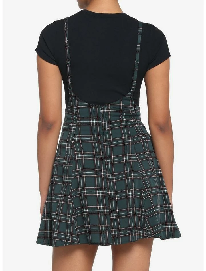Promo 🥰 Green Plaid High-Waisted Suspender 👗 Skirt 🤩 5 Promo 🥰 Green Plaid High-Waisted Suspender 👗 Skirt 🤩 - Image 3