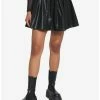 Budget 👏 Black Faux Leather Pleated 👗 Skirt 😍 -HT Style Outlet Store 18535348 hi