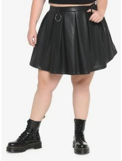 Top 10 ✔️ Black Faux Leather Pleated 👗 Skirt Plus Size 🎁