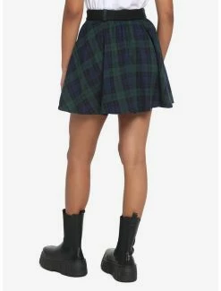 New ❤️ Green & Blue Plaid 👗 Skirt With Grommet Belt ⭐ -HT Style Outlet Store 18535363 av2