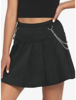 Best Pirce ⭐ Black Double Chain Pleated 👗 Skirt ⌛ -HT Style Outlet Store 18535933 av2