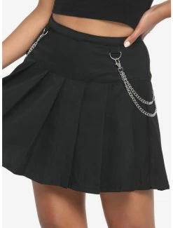 Best Pirce ⭐ Black Double Chain Pleated 👗 Skirt ⌛ -HT Style Outlet Store 18535933 av3