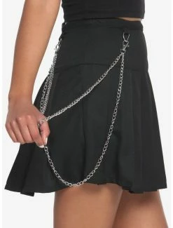 Best Pirce ⭐ Black Double Chain Pleated 👗 Skirt ⌛ -HT Style Outlet Store 18535933 av4