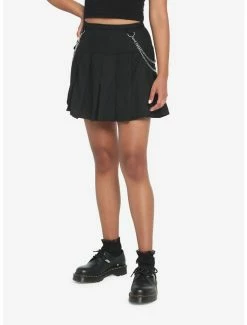 Best Pirce ⭐ Black Double Chain Pleated 👗 Skirt ⌛