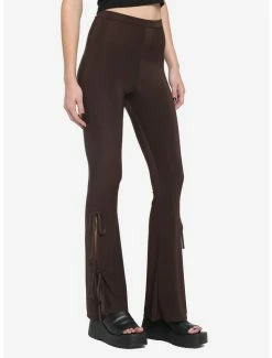 Top 10 ⌛ Brown Side Tie Flare Leggings ⭐ -HT Style Outlet Store 18536558 av2
