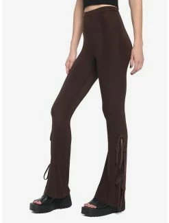 Top 10 ⌛ Brown Side Tie Flare Leggings ⭐ -HT Style Outlet Store 18536558 av3