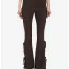 Top 10 ⌛ Brown Side Tie Flare Leggings ⭐ -HT Style Outlet Store 18536558 hi