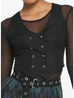 Best Sale 💯 Black Double-Breasted 👧 Girls Vest ⭐