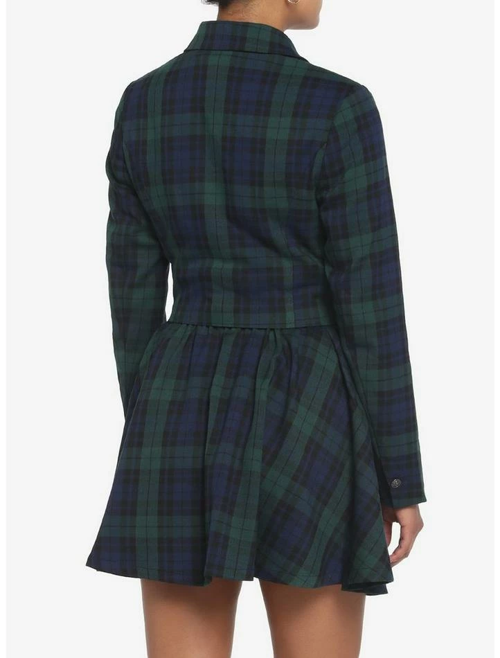 Coupon 👍 Green & Blue Plaid 👧 Girls Crop Blazer 🥰 5 Coupon 👍 Green & Blue Plaid 👧 Girls Crop Blazer 🥰 - Image 3