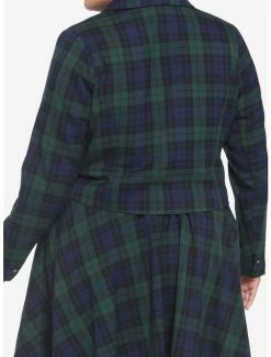 Best Sale ✔️ Green & Blue Plaid 👧 Girls Crop Blazer Plus Size 🎉 -HT Style Outlet Store 18538107 av2