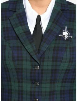 Best Sale ✔️ Green & Blue Plaid 👧 Girls Crop Blazer Plus Size 🎉 -HT Style Outlet Store 18538107 av3