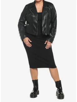 Deals 🔥 Black & Silver O-Ring 👧 Girls Moto Jacket Plus Size 🤩 -HT Style Outlet Store 18538122 av1