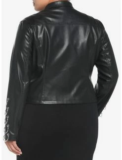 Deals 🔥 Black & Silver O-Ring 👧 Girls Moto Jacket Plus Size 🤩 -HT Style Outlet Store 18538122 av2