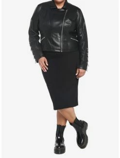 Deals 🔥 Black & Silver O-Ring 👧 Girls Moto Jacket Plus Size 🤩 -HT Style Outlet Store 18538122 av3