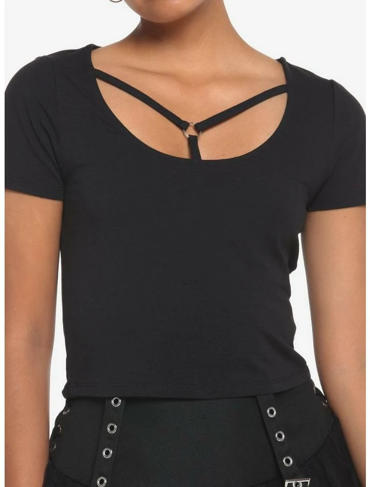 Cheap 🔔 Black Strappy 👧 Girls Crop T-Shirt 🔥 3 Cheap 🔔 Black Strappy 👧 Girls Crop T-Shirt 🔥