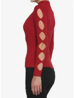 Buy 🧨 Burgundy Argyle Cutout 👧 Girls Long-Sleeve Top 🎁 -HT Style Outlet Store 18540675 av3