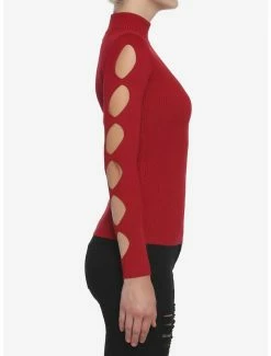 Buy 🧨 Burgundy Argyle Cutout 👧 Girls Long-Sleeve Top 🎁 -HT Style Outlet Store 18540675 av4