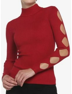 Buy 🧨 Burgundy Argyle Cutout 👧 Girls Long-Sleeve Top 🎁