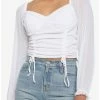 Best Sale 👍 White Sheer 👧 Girls Crop Peasant Top 😀 -HT Style Outlet Store 18548965 hi