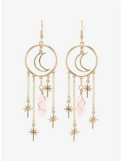 Cheap 🎉 Crescent Moon Star Crystal Charm Drop Earrings 👏