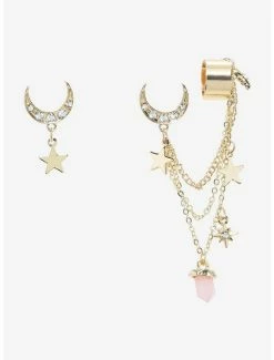 Buy 🌟 Moon & Star Cuff Earrings ✔️