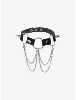 Coupon 👏 Black O-Ring Spiked Choker 🧨 -HT Style Outlet Store 18624688 av1