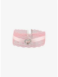 Best deal ⭐ Pink Rhinestone Heart Lace Choker 😉 -HT Style Outlet Store 18625463 av1