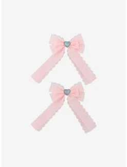 Buy ✔️ Pink Lace Heart Gem Hair Bow Set 🎁 -HT Style Outlet Store 18625584 av1