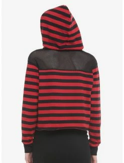 Coupon 🎉 Black & Red Stripe Mesh Shoulder Crop 👧 Girls Hoodie ❤️ 7 Coupon 🎉 Black & Red Stripe Mesh Shoulder Crop 👧 Girls Hoodie ❤️ -HT Style Outlet Store 18632091 av2