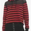Coupon 🎉 Black & Red Stripe Mesh Shoulder Crop 👧 Girls Hoodie ❤️ -HT Style Outlet Store 18632091 hi