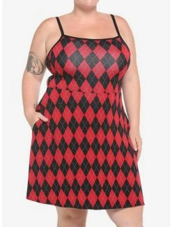 Brand new 💯 Red & Black Argyle 👗 Dress Plus Size 🤩