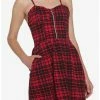Deals 🌟 Black & Red Plaid Zipper 👗 Dress 💯 -HT Style Outlet Store 18653469 hi
