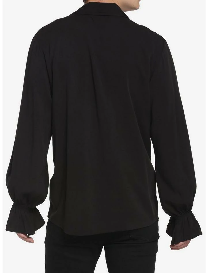 Buy ⭐ Black Ruffle Lace-Up Long-Sleeve 👚 Shirt 👏 5 Buy ⭐ Black Ruffle Lace-Up Long-Sleeve 👚 Shirt 👏 - Image 3